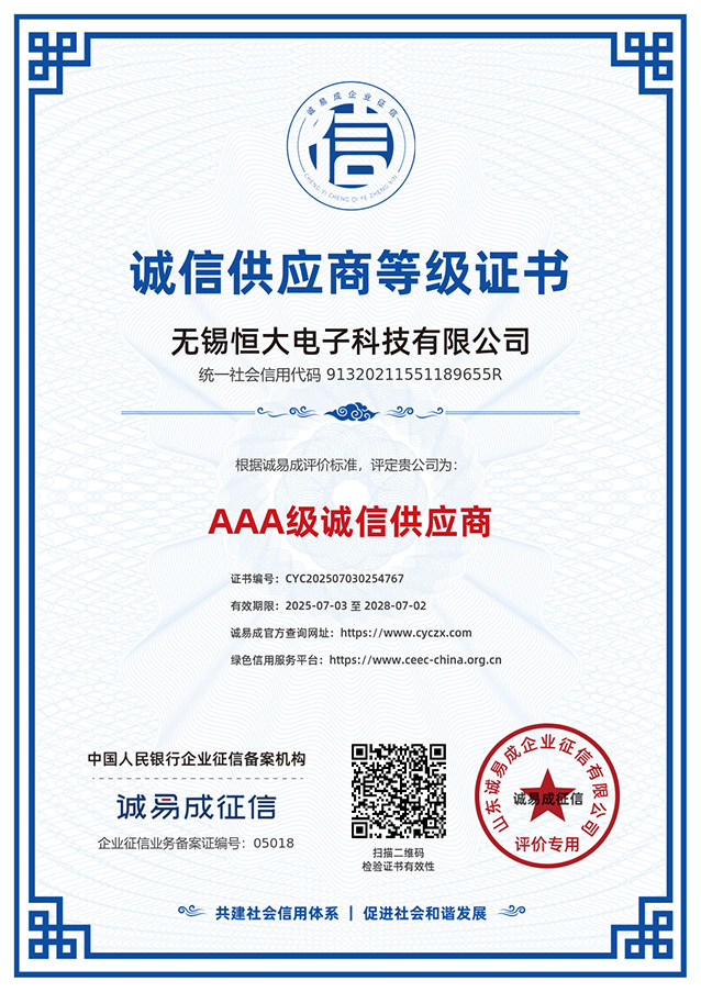 Certificate of Trustworthy Supplier Level